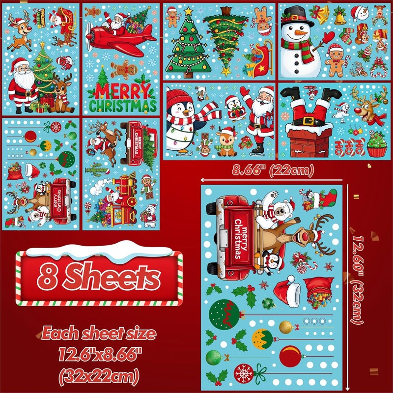 Backtopeia Christmas Window Clings Stickers | 350Pcs Christmas Clings Xmas Window Decals Decorations Indoor Outdoor Glass Snowflake Santa Claus Reindeer Penguin Snowman Accessories Decor Supplies - Image 4